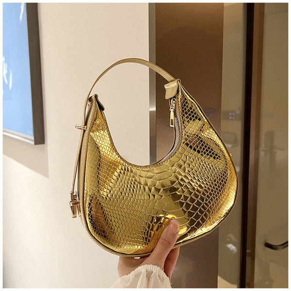 Metallic Crescent Underarm Bag