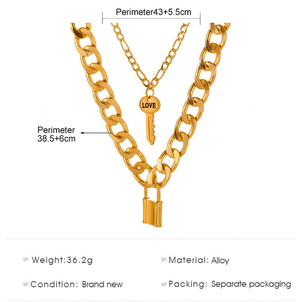 Multi-Layer Lock and Key Necklace 109302