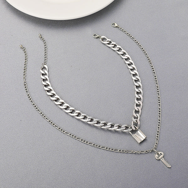 Multi-Layer Lock and Key Necklace 109302