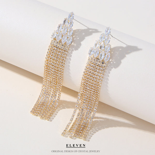 Inlaid Zircon Earrings Tassel