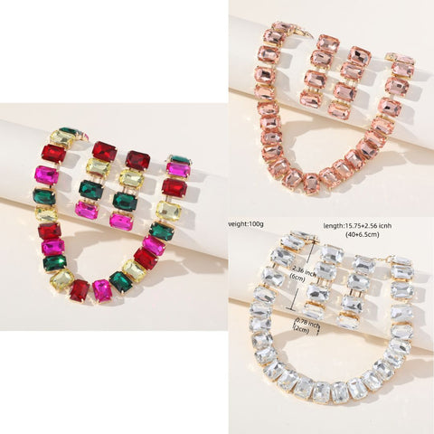 Large Diamante Choker Earrings Set FA10-66-A