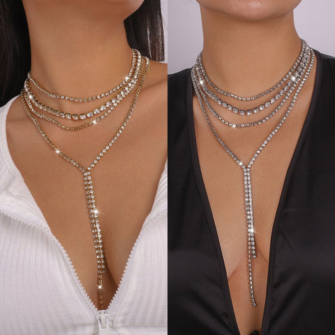 Multi-Layered Diamante Necklace N10327