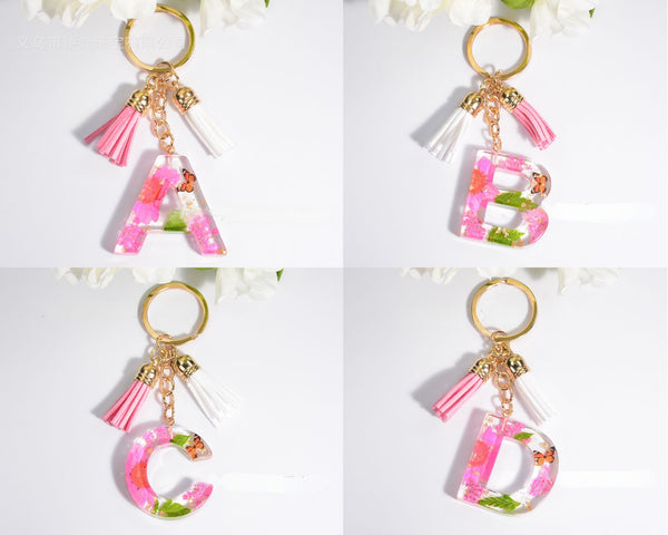 Petals Resin Initial Key Chain