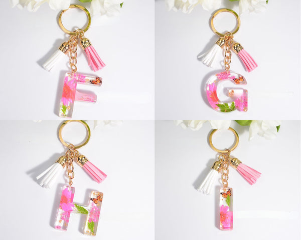 Petals Resin Initial Key Chain