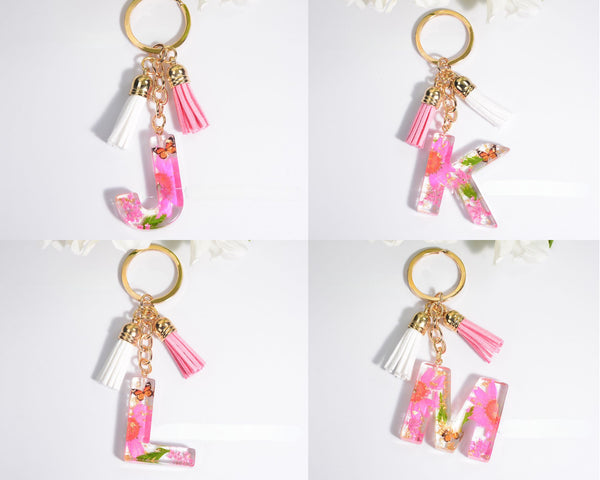 Petals Resin Initial Key Chain
