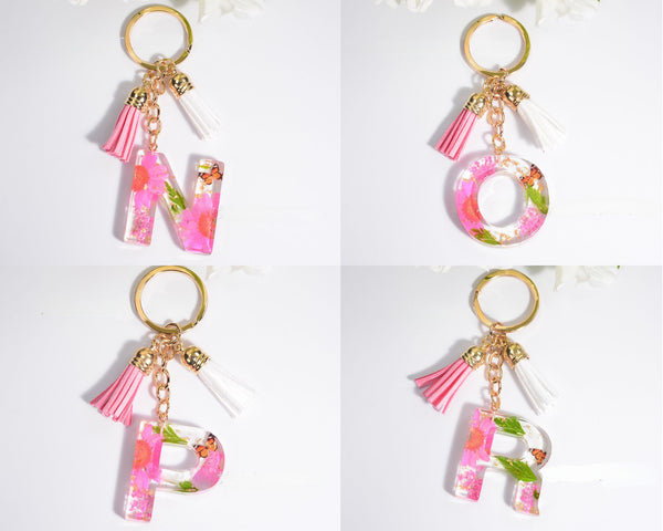 Petals Resin Initial Key Chain