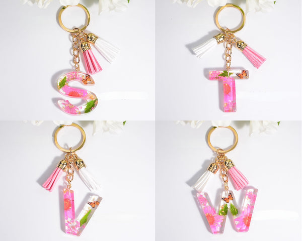 Petals Resin Initial Key Chain