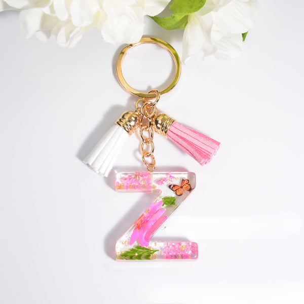 Petals Resin Initial Key Chain