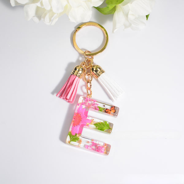 Petals Resin Initial Key Chain