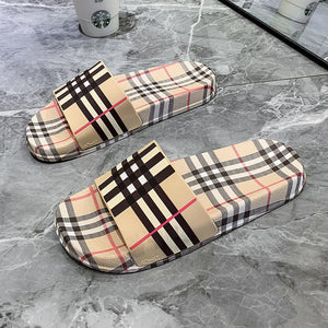 Plaid Slides Khaki B888