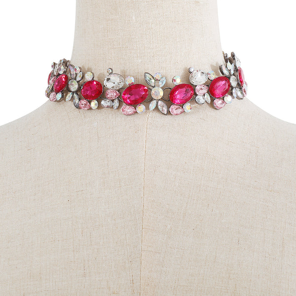 Retro Color Diamond Necklace & Earrings