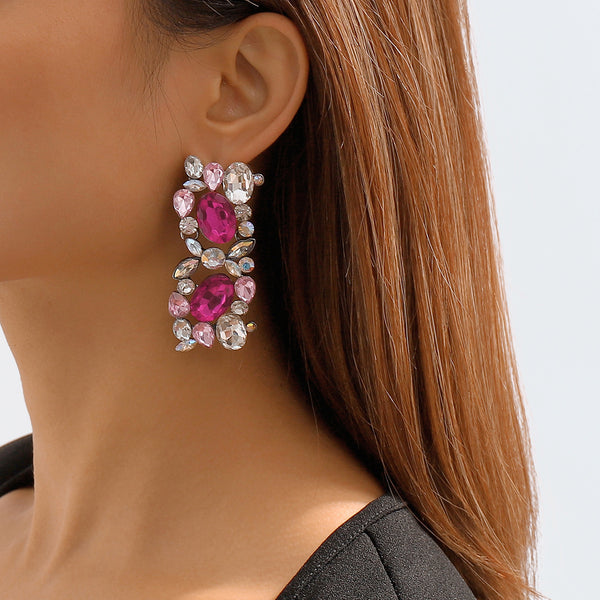 Retro Color Diamond Necklace & Earrings