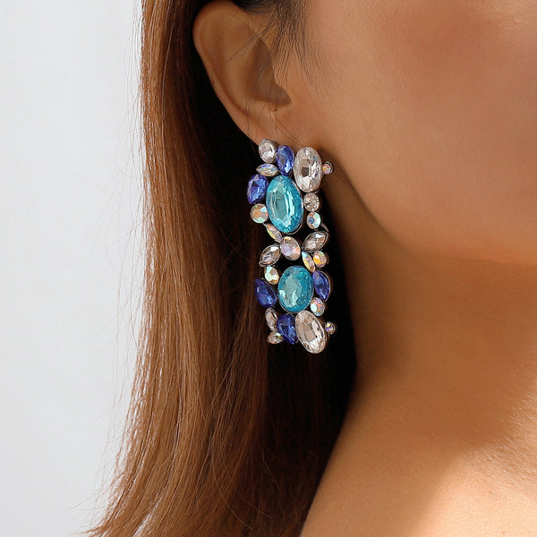 Retro Color Diamond Necklace & Earrings