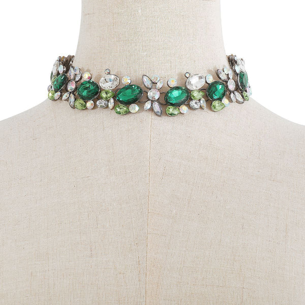 Retro Color Diamond Necklace & Earrings