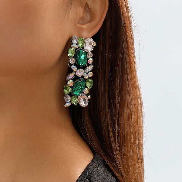 Retro Color Diamond Necklace & Earrings