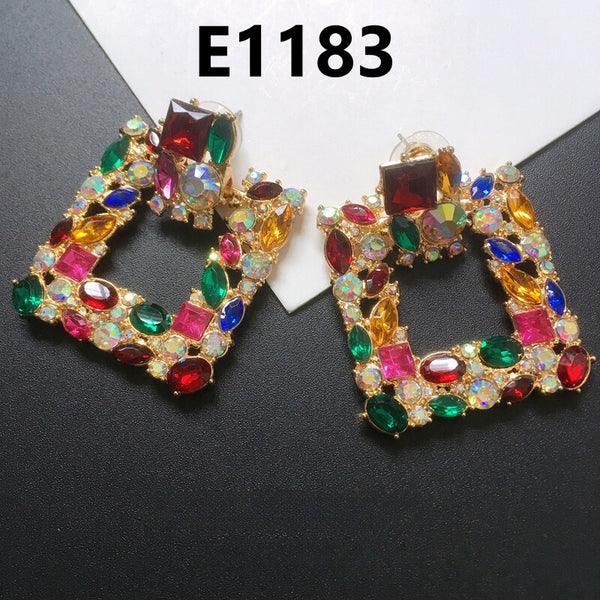 Rhinestone Alloy Colorful Earrings