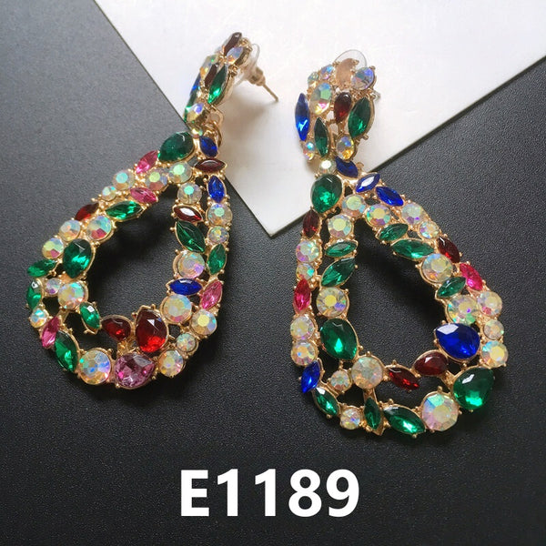 Rhinestone Alloy Colorful Earrings