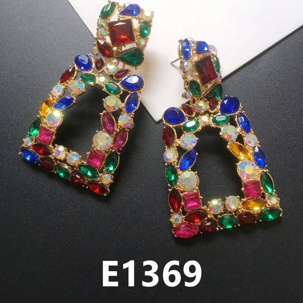 Rhinestone Alloy Colorful Earrings