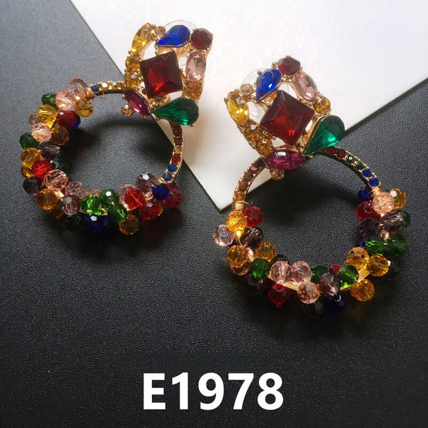 Rhinestone Alloy Colorful Earrings