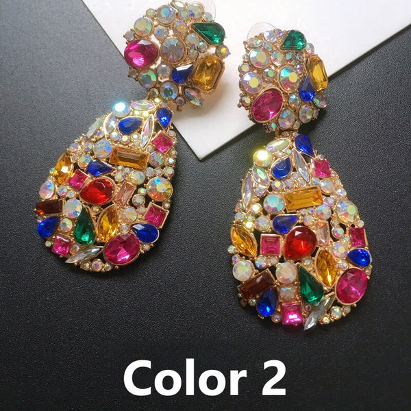 Rhinestone One Drop Earrings
