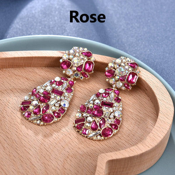 Rhinestone One Drop Earrings