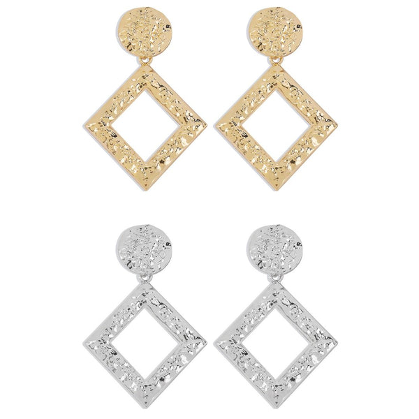 Square Geometric Texture Earrings