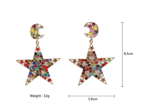 Star Diamond Gemstone Earrings