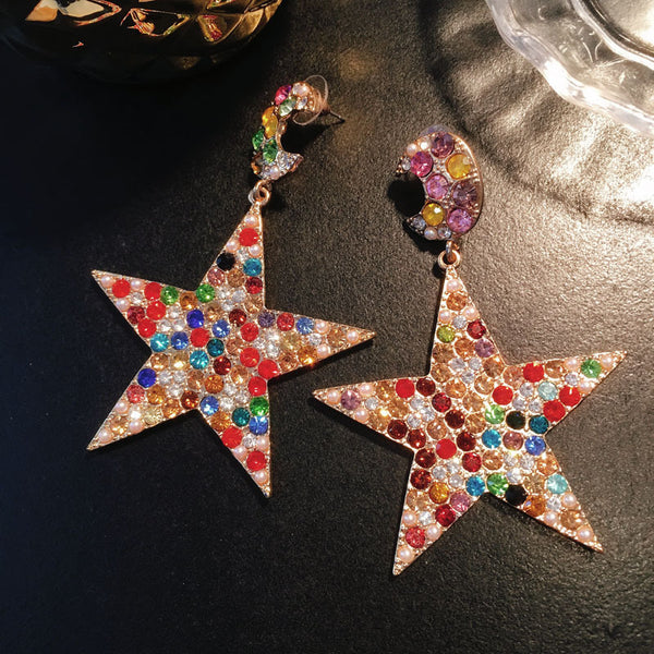 Star Diamond Gemstone Earrings