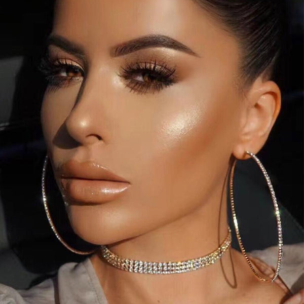 White Diamond Hoop Earrings