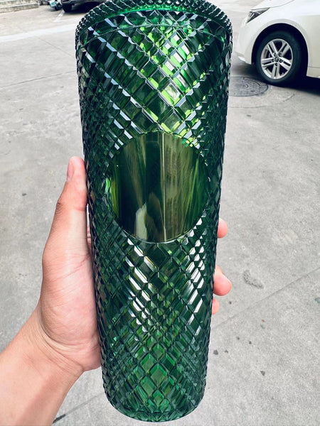 Diamond Grid Transparent 24oz Straw Cup