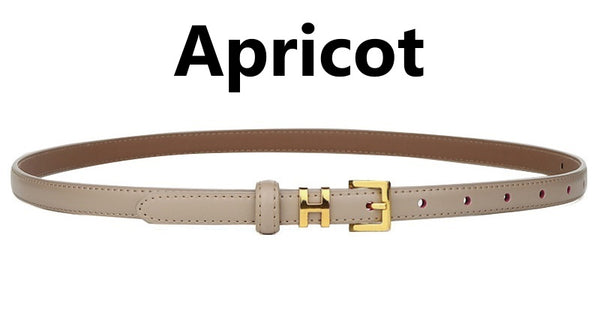Genuine Leather H Buckle Thin Belt