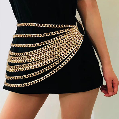Multi Layer Thick Chain Belt With Tassel