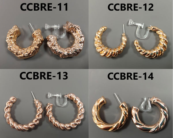 C Shaped 925 Silver Pin Earrings