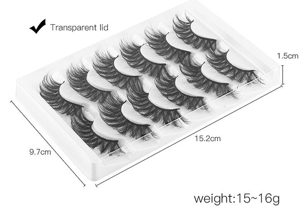 8D Thick Mink Hair False Eyelashes 6 Pairs Pack