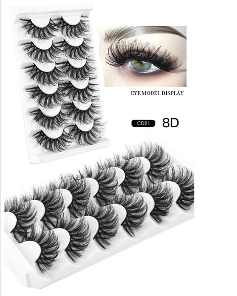 8D Thick Mink Hair False Eyelashes 6 Pairs Pack