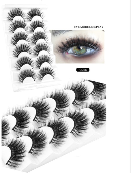 8D Thick Mink Hair False Eyelashes 6 Pairs Pack