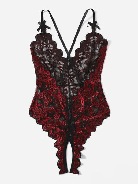 Lace Crotch Less 1 Piece Lingerie