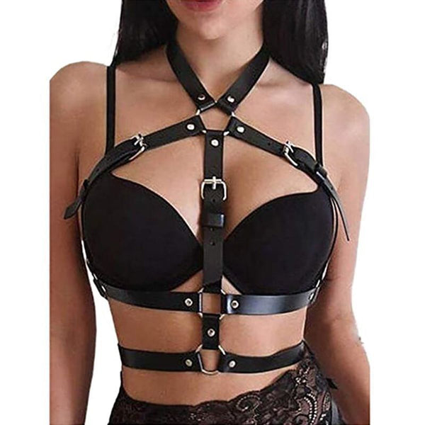 Leather Straps Collar Corset