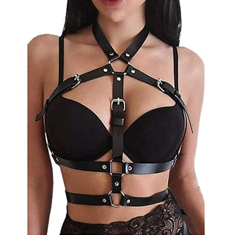 Leather Straps Collar Corset