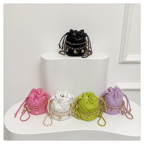 Mini Quilted Drawstring Bucket Bag