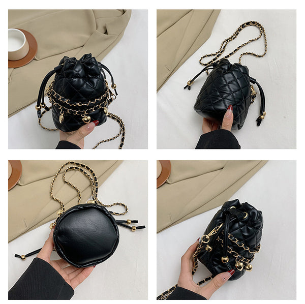Mini Quilted Drawstring Bucket Bag