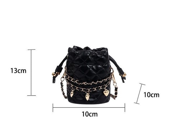 Mini Quilted Drawstring Bucket Bag