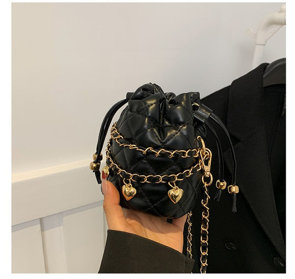 Mini Quilted Drawstring Bucket Bag