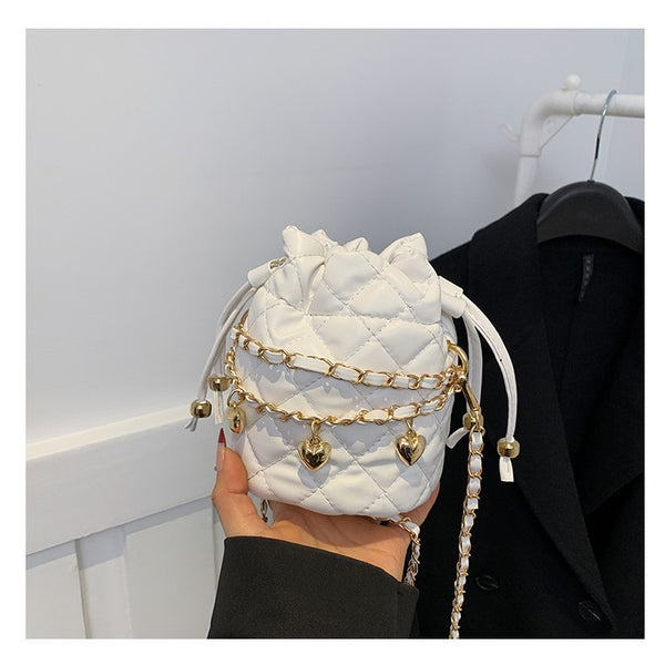 Mini Quilted Drawstring Bucket Bag