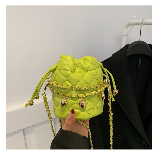 Mini Quilted Drawstring Bucket Bag