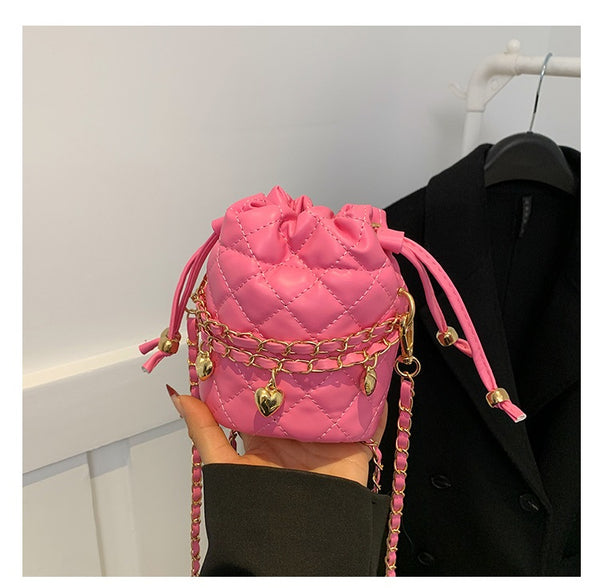 Mini Quilted Drawstring Bucket Bag