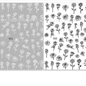 Hand Painted 3D Rose Nail Art Stickers