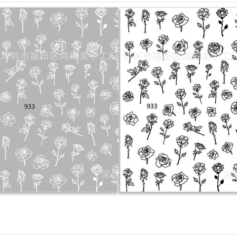 Hand Painted 3D Rose Nail Art Stickers