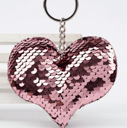 Heart Flip Sequins Keychains