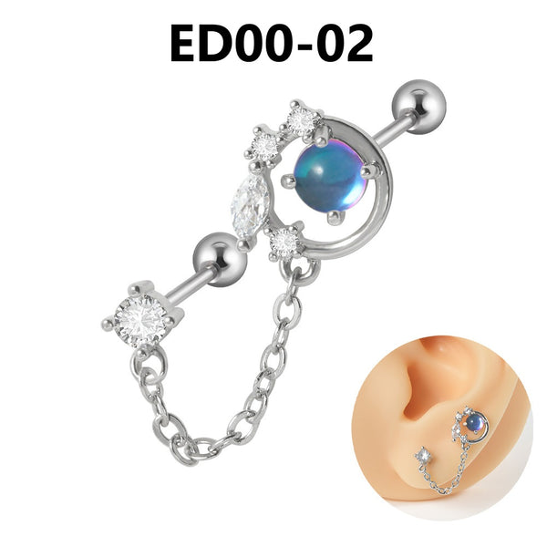 Stainless Steel Zircon Chain Earring